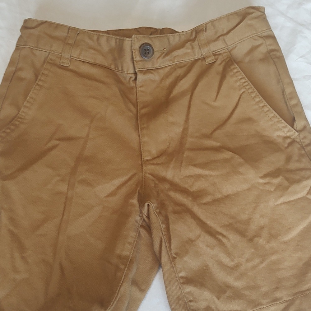 Old Navy Chino Shorts Kids Size 8 Tan Khaki Excellent Adjustable Waist Twill